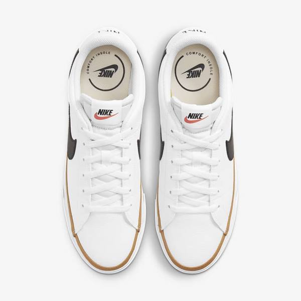 White / Light Brown / Black Men's Nike NikeCourt Legacy Sneakers | NK520ZJT