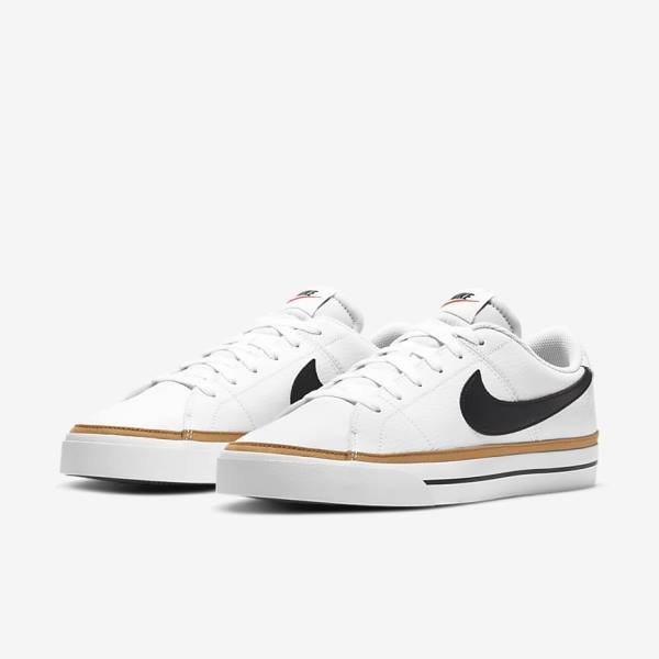 White / Light Brown / Black Men's Nike NikeCourt Legacy Sneakers | NK520ZJT