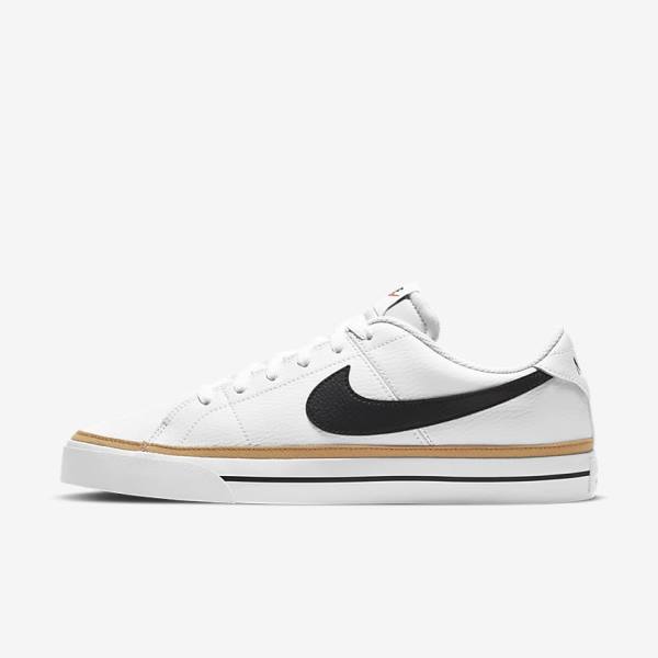 White / Light Brown / Black Men\'s Nike NikeCourt Legacy Sneakers | NK520ZJT