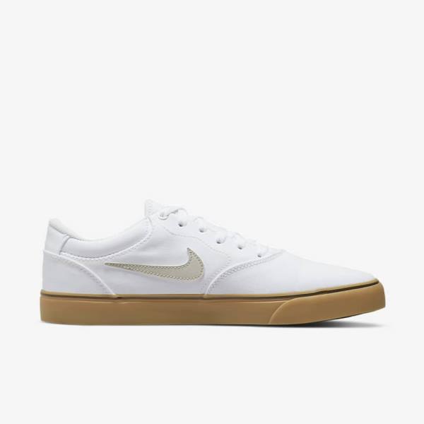 White / Light Brown / Light Beige Men's Nike SB Chron 2 Canvas Skate Shoes | NK146UJB