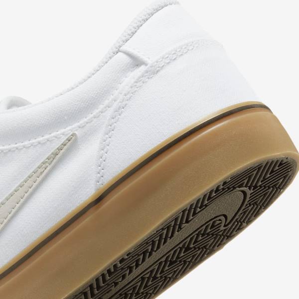 White / Light Brown / Light Beige Men's Nike SB Chron 2 Canvas Skate Shoes | NK146UJB