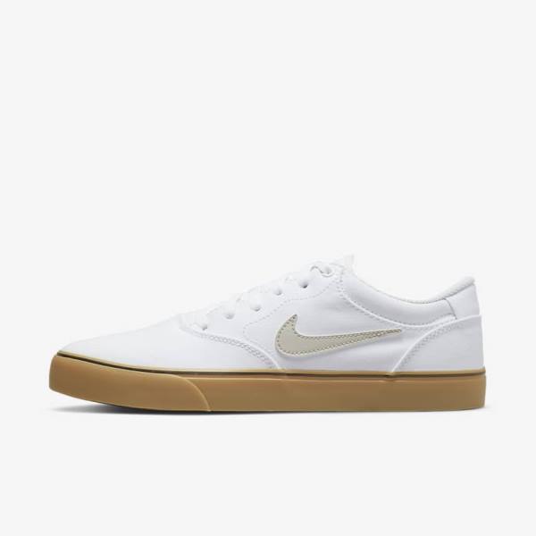 White / Light Brown / Light Beige Men\'s Nike SB Chron 2 Canvas Skate Shoes | NK146UJB