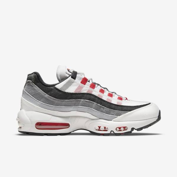 White / Light Grey / Red Men's Nike Air Max 95 Sneakers | NK918HUQ