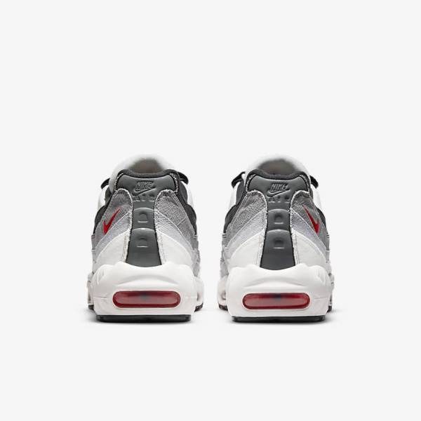 White / Light Grey / Red Men's Nike Air Max 95 Sneakers | NK918HUQ