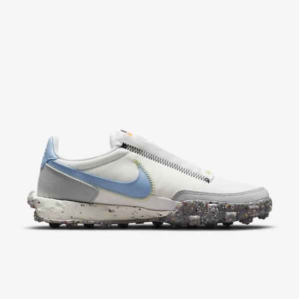 White / Light Lemon Women's Nike Waffle Racer Crater Sneakers | NK420ASI