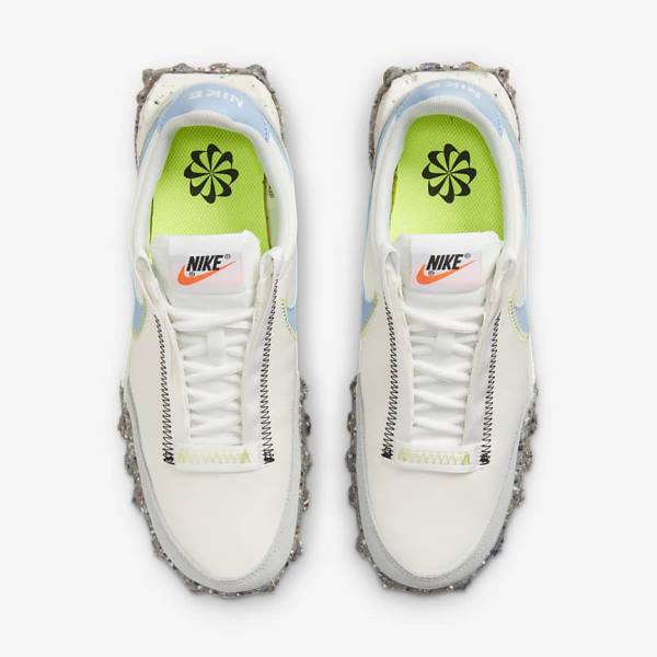 White / Light Lemon Women's Nike Waffle Racer Crater Sneakers | NK420ASI