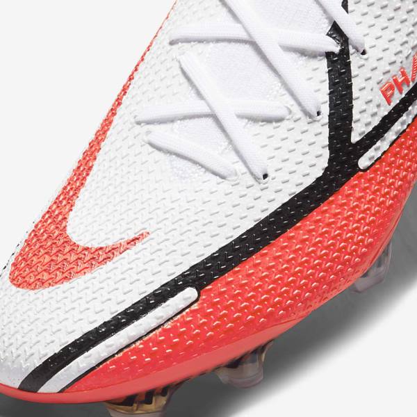 White / Light Red Men's Nike Phantom GT2 Dynamic Fit Elite FG Firm-Ground Football Shoes | NK042IKE