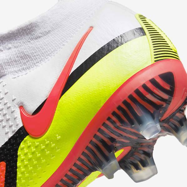 White / Light Red Men's Nike Phantom GT2 Dynamic Fit Elite FG Firm-Ground Football Shoes | NK042IKE