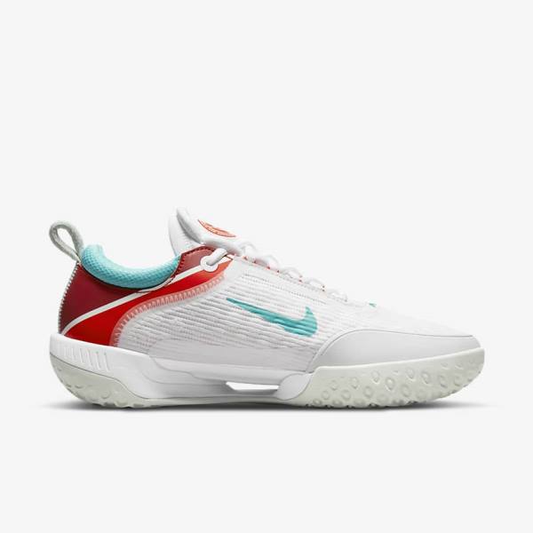 White / Light Silver / Red / Turquoise Men's Nike NikeCourt Zoom NXT Hard Court Tennis Shoes | NK362FHI