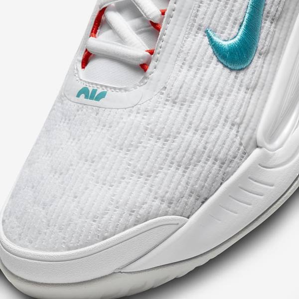 White / Light Silver / Red / Turquoise Men's Nike NikeCourt Zoom NXT Hard Court Tennis Shoes | NK362FHI