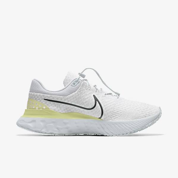 White Men's Nike React Infinity Run 3 By You Custom Road Running Shoes | NK682YTD