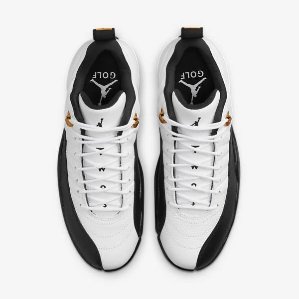 White / Metal Gold / Black Men's Nike Air Jordan XII Low Jordan Shoes | NK830DOI