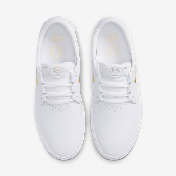 White / Metal Gold Men's Nike SB Shane PRM Skate Shoes | NK617VTR