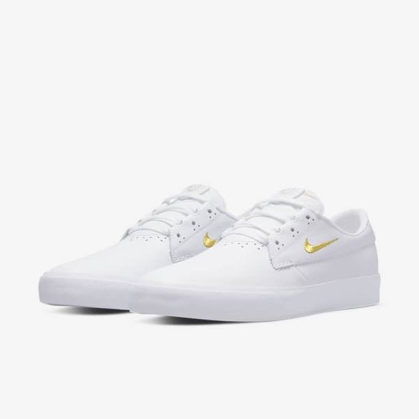 White / Metal Gold Men's Nike SB Shane PRM Skate Shoes | NK617VTR