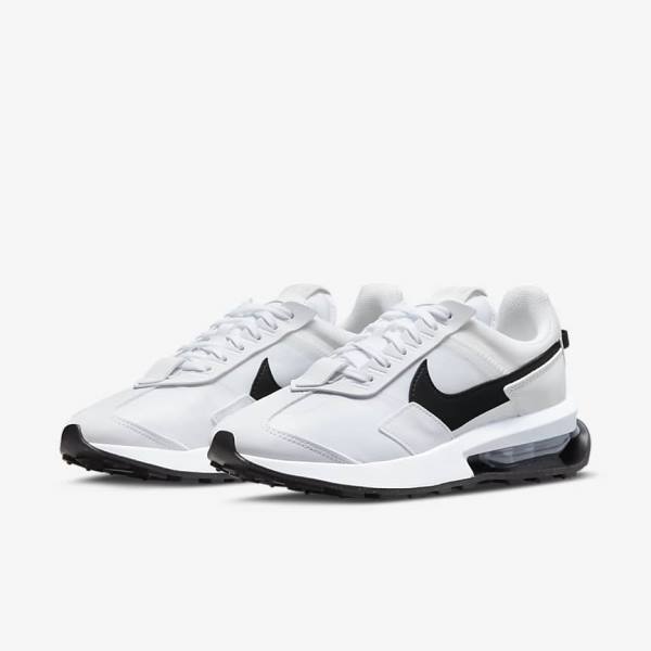 White / Metal Silver / Black Women's Nike Air Max Pre-Day Sneakers | NK049GTY