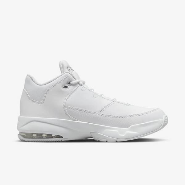 White / Metal Silver Men's Nike Jordan Max Aura 3 Sneakers | NK431DCM