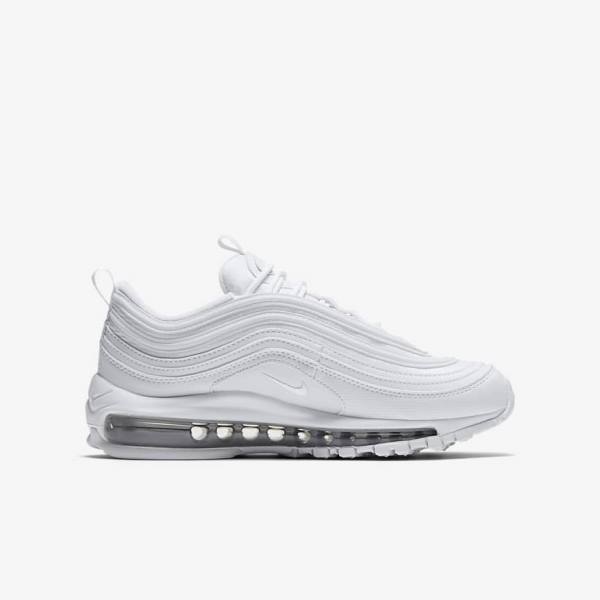 White / Metal Silver / White Kids' Nike Air Max 97 Older Sneakers | NK024VMC