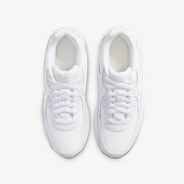 White / Metal Silver / White Kids' Nike Air Max 90 LTR Older Sneakers | NK069ARK