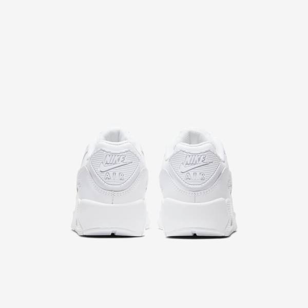 White / Metal Silver / White Kids' Nike Air Max 90 LTR Older Sneakers | NK069ARK