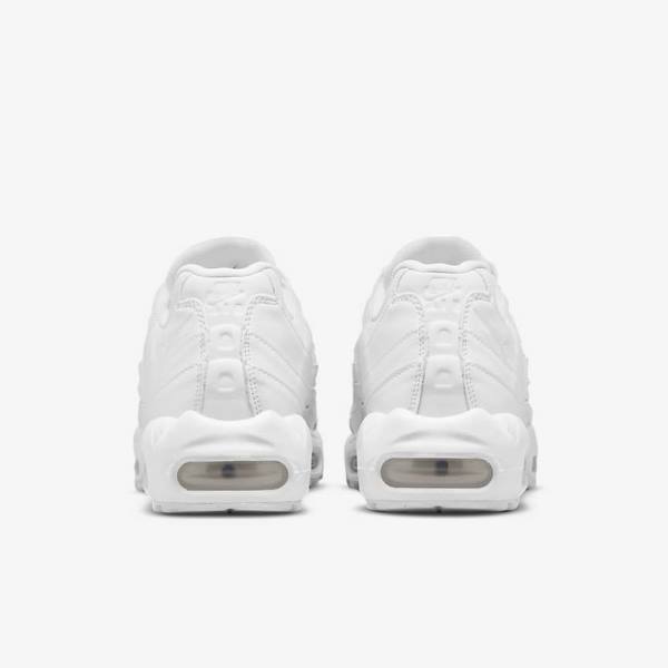 White / Metal Silver / White Women's Nike Air Max 95 Sneakers | NK261SLR