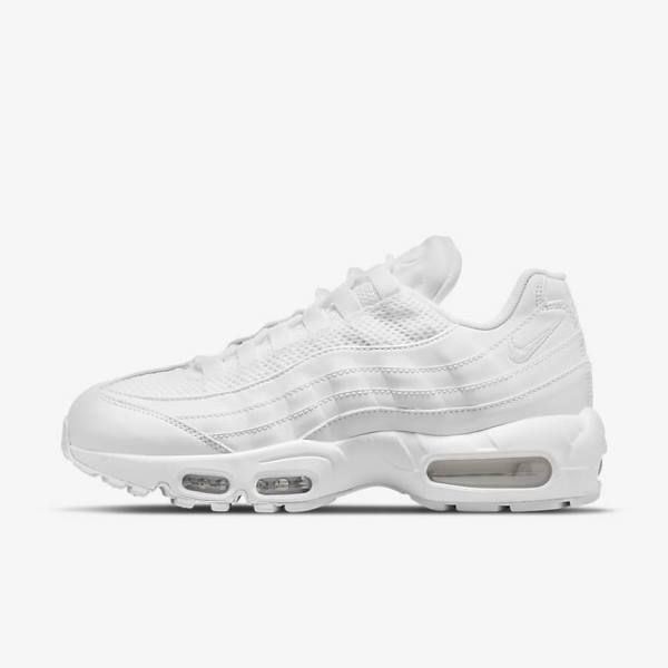 White / Metal Silver / White Women\'s Nike Air Max 95 Sneakers | NK261SLR