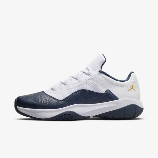 White / Navy Men\'s Nike Air Jordan 11 CMFT Low Jordan Shoes | NK352DMC