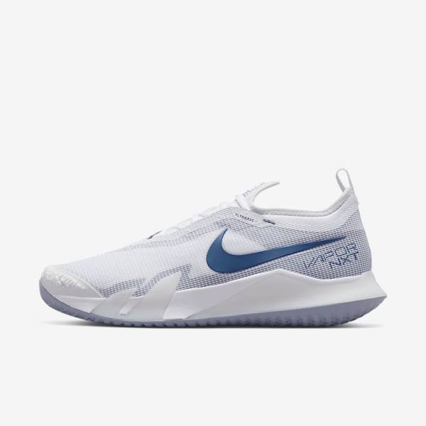 White / Navy Men\'s Nike NikeCourt React Vapor NXT Hard-Court Tennis Shoes | NK920YQT