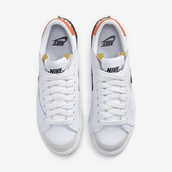 White / Orange / Black Men's Nike Blazer Low 77 Jumbo Sneakers | NK579SGZ