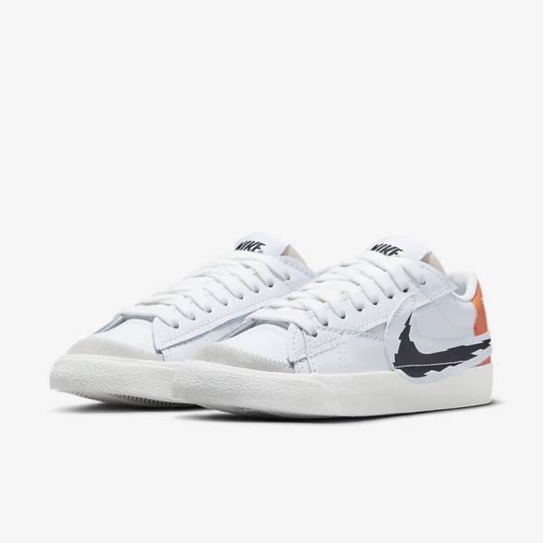 White / Orange / Black Men's Nike Blazer Low 77 Jumbo Sneakers | NK579SGZ