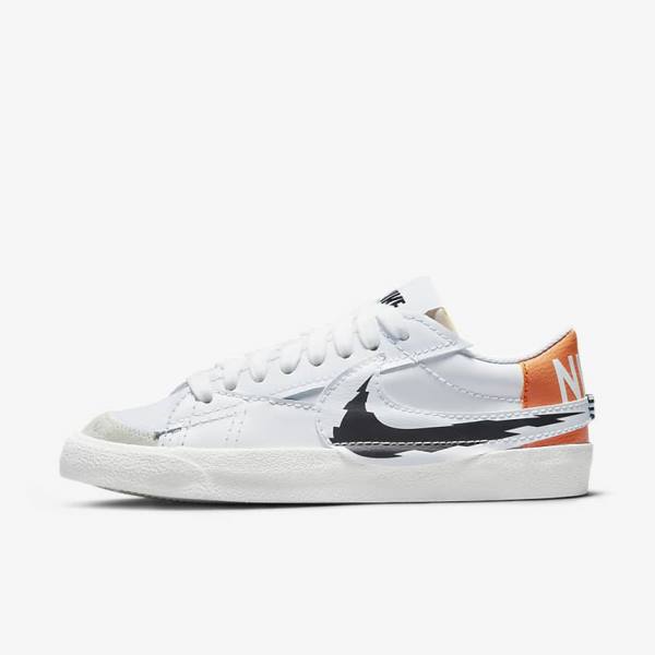 White / Orange / Black Men\'s Nike Blazer Low 77 Jumbo Sneakers | NK579SGZ