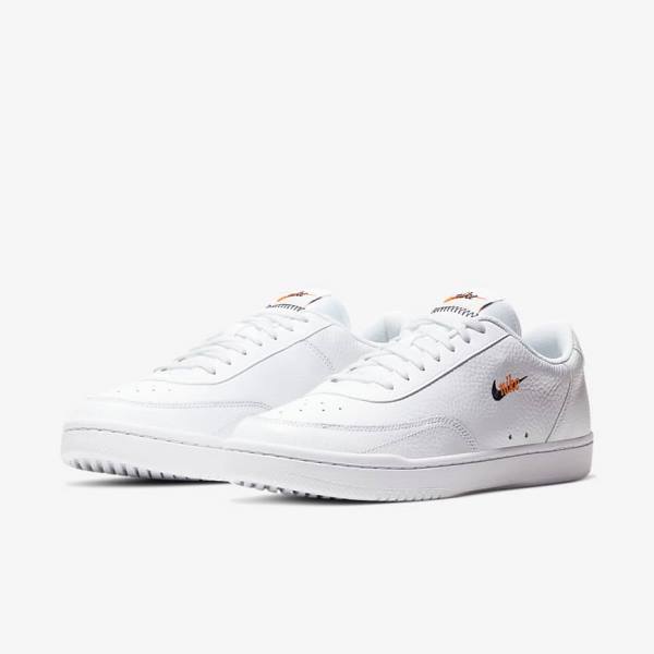 White / Orange / Black Men's Nike Court Vintage Premium Sneakers | NK038RQD