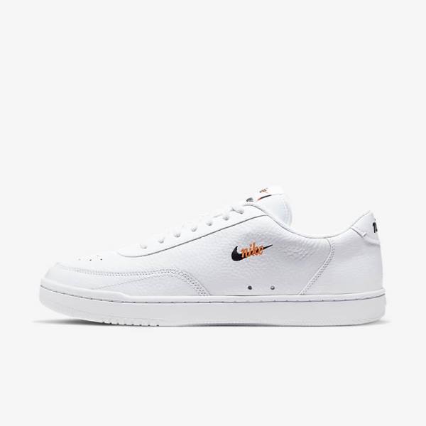 White / Orange / Black Men\'s Nike Court Vintage Premium Sneakers | NK038RQD