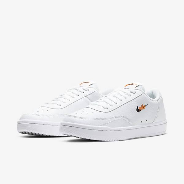 White / Orange / Black Women's Nike Court Vintage Premium Sneakers | NK790MUI