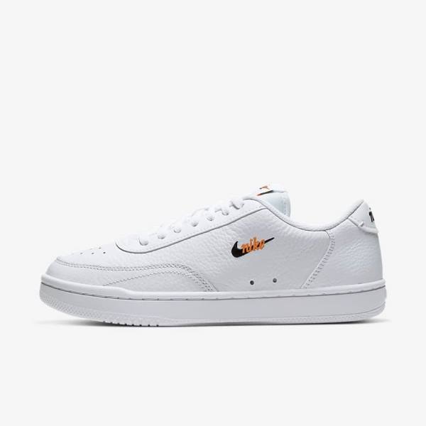 White / Orange / Black Women\'s Nike Court Vintage Premium Sneakers | NK790MUI