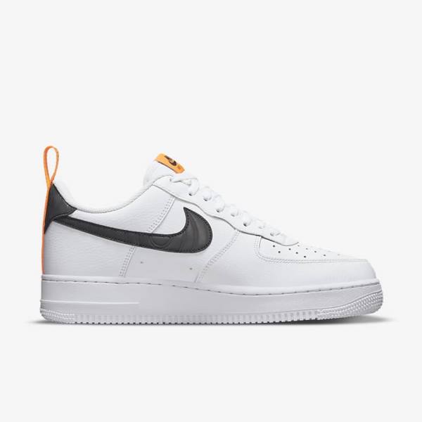 White / Orange / Silver / Black Men's Nike Air Force 1 Sneakers | NK793JZO