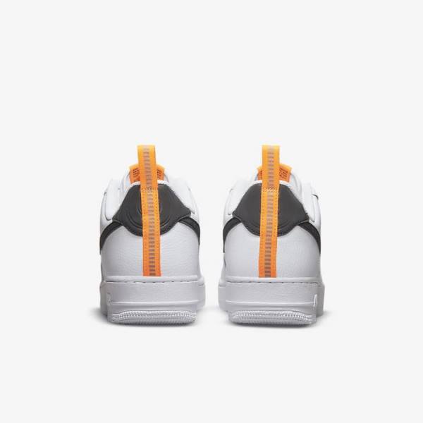 White / Orange / Silver / Black Men's Nike Air Force 1 Sneakers | NK793JZO