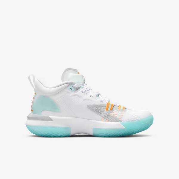 White / Orange / Turquoise / Black Kids' Nike Zion 1 Older Sneakers | NK857CRX