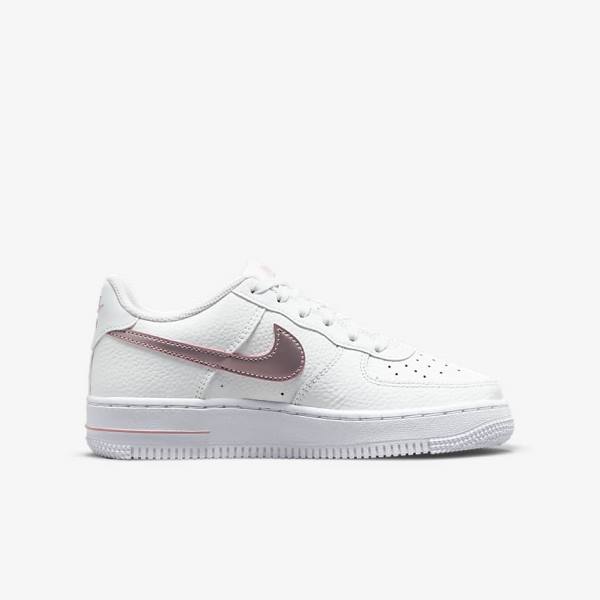 White / Pink Kids' Nike Air Force 1 Older Sneakers | NK735BLJ