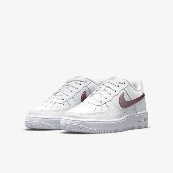 White / Pink Kids' Nike Air Force 1 Older Sneakers | NK735BLJ