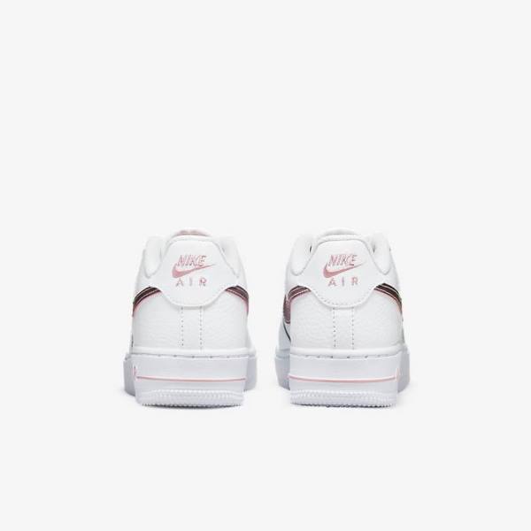 White / Pink Kids' Nike Air Force 1 Older Sneakers | NK735BLJ