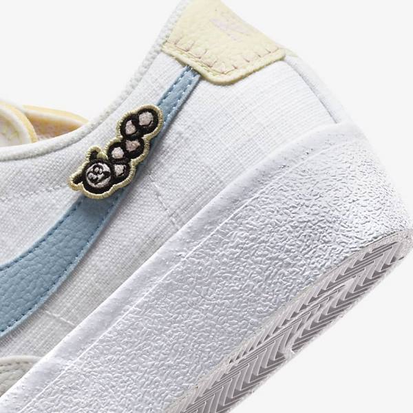 White / Pink / White / Blue Women's Nike Blazer Low Platform Next Nature Sneakers | NK108GSR