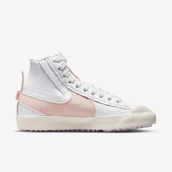 White / Pink Women's Nike Blazer Mid 77 Jumbo Sneakers | NK192YDU