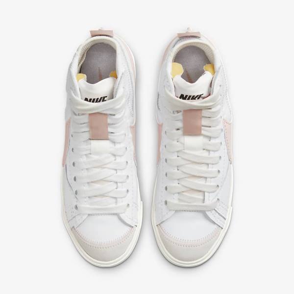 White / Pink Women's Nike Blazer Mid 77 Jumbo Sneakers | NK192YDU