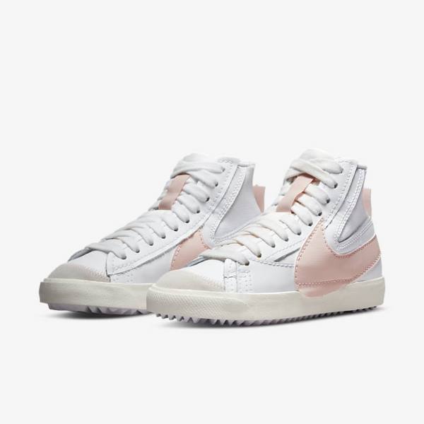 White / Pink Women's Nike Blazer Mid 77 Jumbo Sneakers | NK192YDU