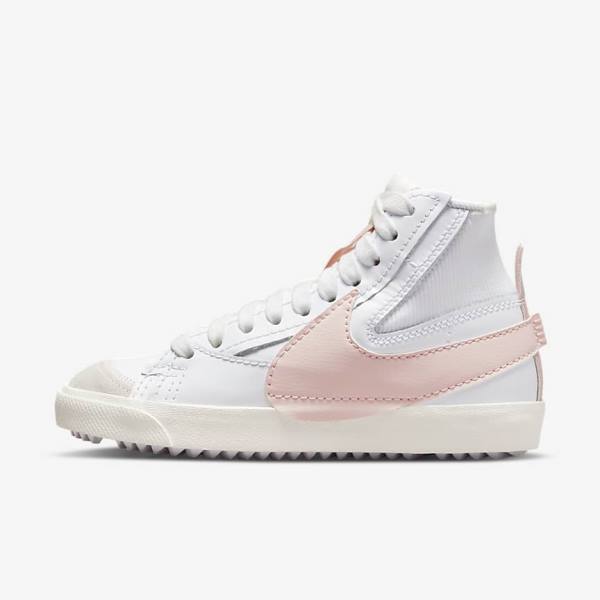 White / Pink Women\'s Nike Blazer Mid 77 Jumbo Sneakers | NK192YDU