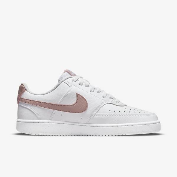 White / Pink Women's Nike Court Vision Low Next Nature Sneakers | NK023HTO