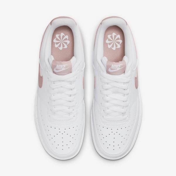 White / Pink Women's Nike Court Vision Low Next Nature Sneakers | NK023HTO