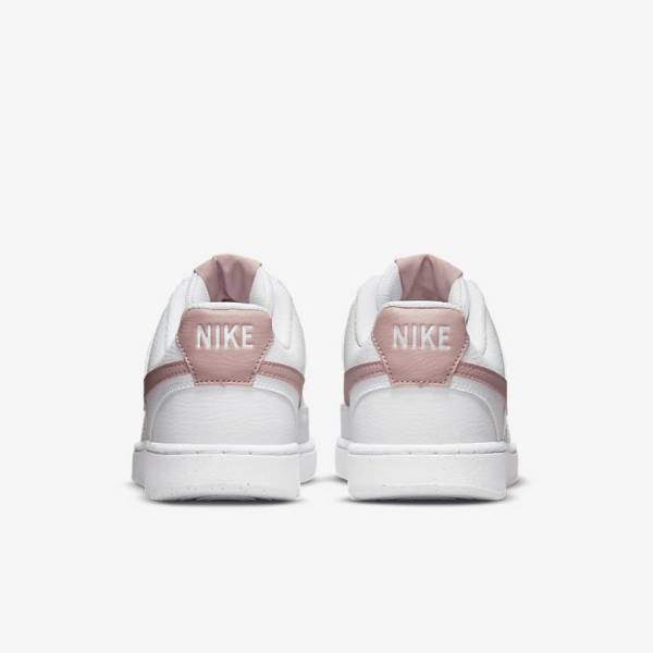 White / Pink Women's Nike Court Vision Low Next Nature Sneakers | NK023HTO