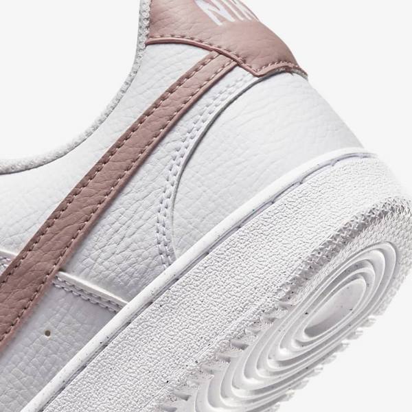 White / Pink Women's Nike Court Vision Low Next Nature Sneakers | NK023HTO