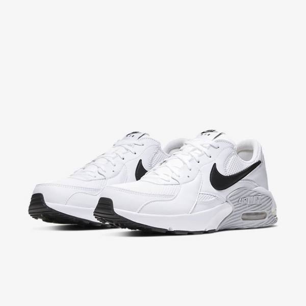 White / Platinum / Black Men's Nike Air Max Excee Sneakers | NK514QBF